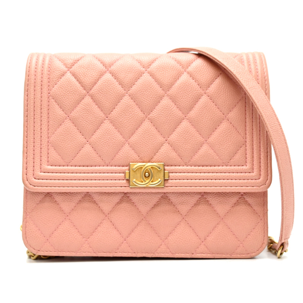 CHANEL Pink Caviar Leather Wallet